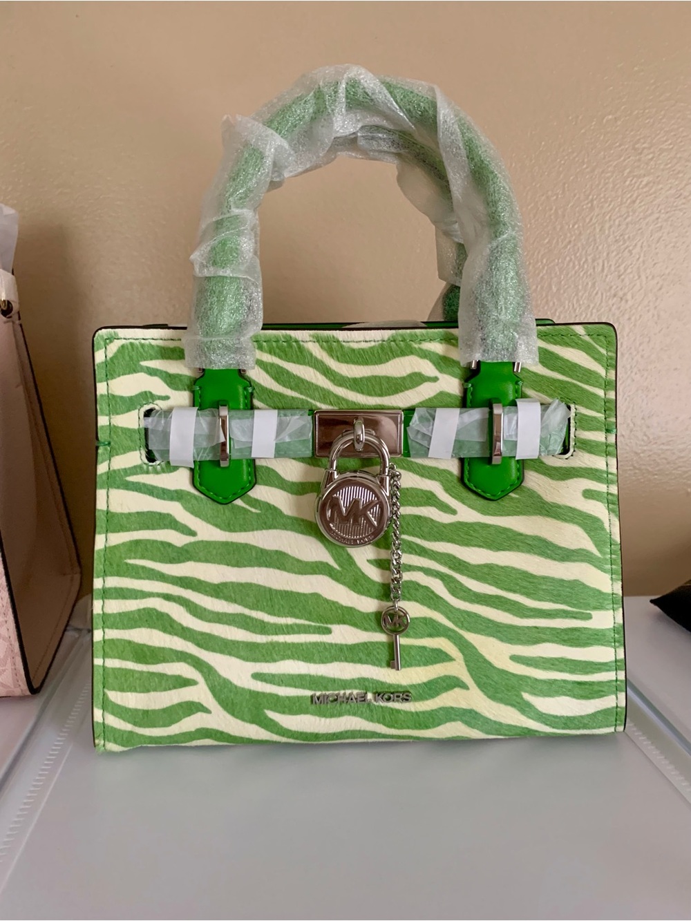Michael Kors Hamilton Small Zebra Print Calf Hair Satchel in the color "Jungle"